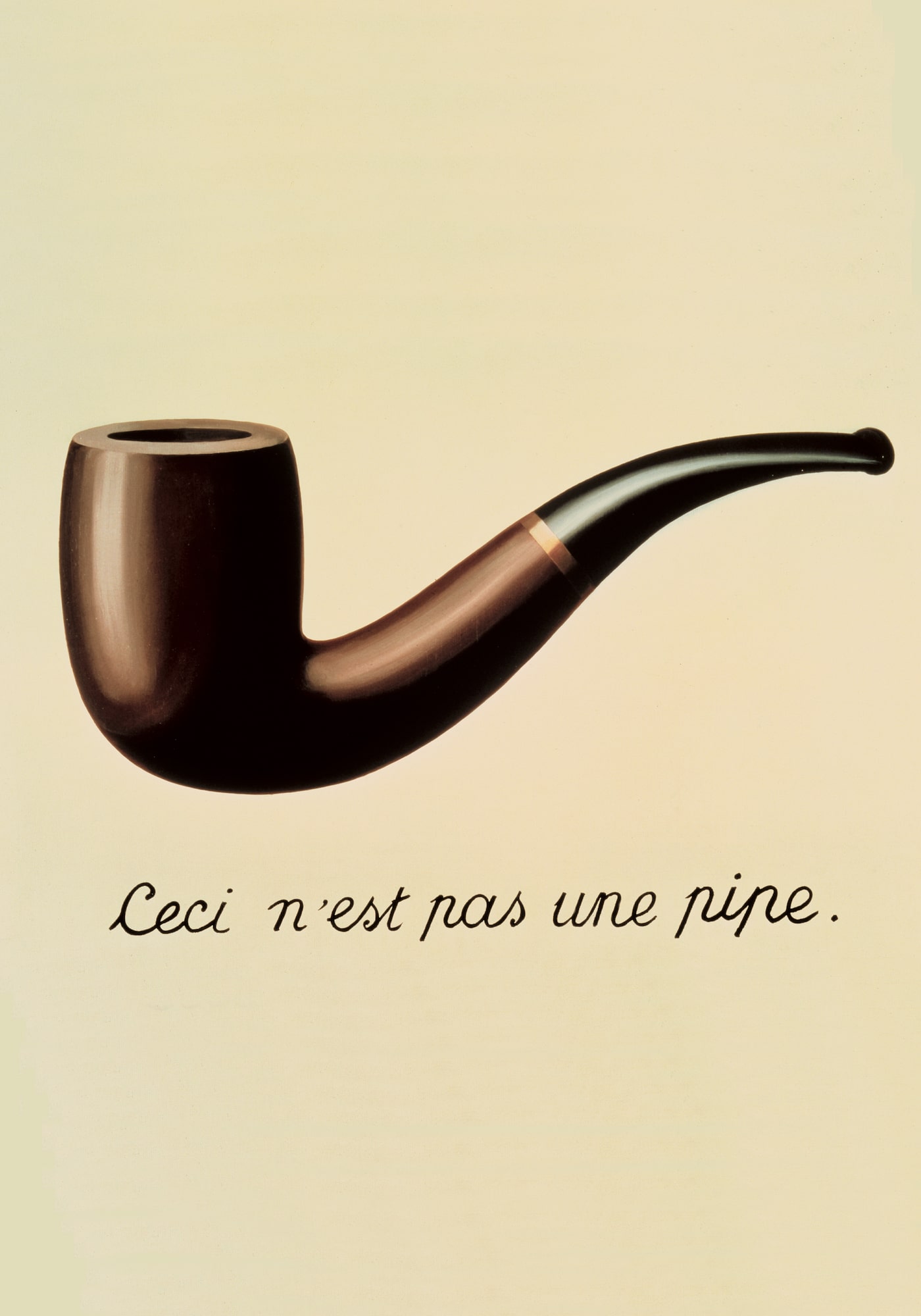 « Qui pourrait fumer la pipe de mon tableau ? Personne. » Magritte résume ainsi l’enjeu de son célèbre tableau, La trahison des images : « Ceci n’est pas une pipe » car il s’agit de l’image d’une pipe, et non de l’objet réel.
